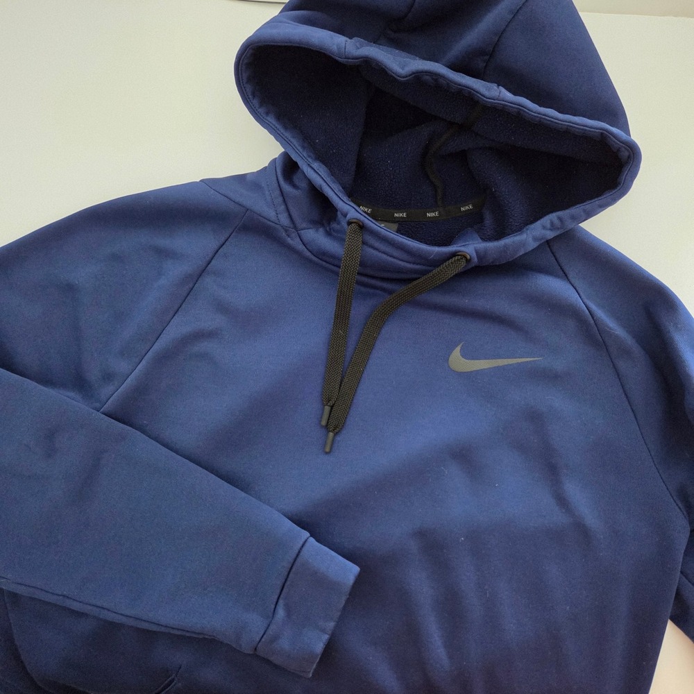 Nike Hoodie Navy Blue Dri-FIT Training Sweatshirt Mens Medium
